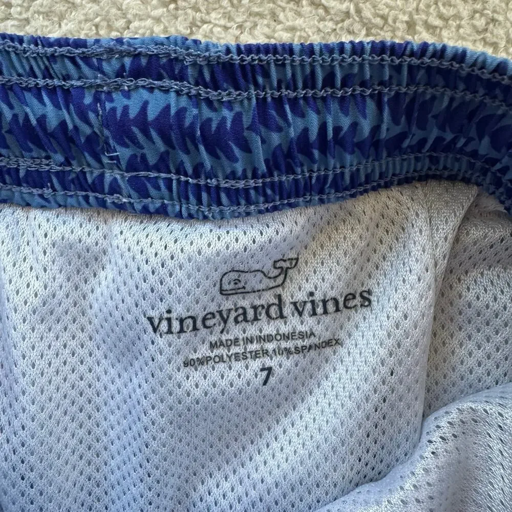 Vineyard Vines Boys Wavy Trails Chappy Swim Trunks featuring Color Block Design
